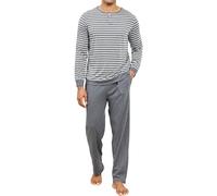 TeJoyce Pigiama Uomo Cotone Lungo, Pigiami Due Pezzi Invernale Manica Lunga Maglia a Righe con Bottoni e Pantaloni con Tasche, Leggero e Morbido Confortevole Loungewear per Casa S-XXL