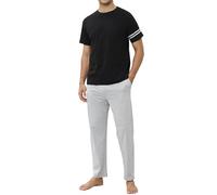 TeJoyce Pigiama Uomo Cotone, Set Notte in Due Pezzi di Colore Puro, Maglietta a Maniche Corte e Pantaloni Lunghi con Tasche, Abiti da Casa Comodi e Morbido per Uomo (Grigio + Nero, L)