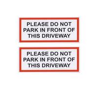 Tek Automotive Confezione da 2 adesivi per vialetti con scritta "Please Do Not Park in Front of This Driveway", 160 mm x 65 mm, in vinile autoadesivo impermeabile, resistente alle intemperie, per uso