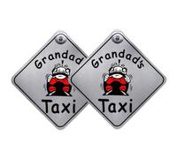 Tek Automotive Targa per auto con scritta "Grandad's Taxi", confezione doppia, regalo divertente per il nonno, 14 x 14 cm, con ventosa, regalo per nonno, altamente visibile, regalo per nonno
