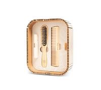 TEK - Hair Pleasure Set, Kit Spazzola e Pettine In Legno, Denti Di Ricambio Inclusi, Set Per La Cura Dei Capelli, Naturale e Artigianale, Perfetto Per Capelli Corti