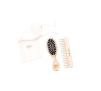 Tek Kit Spazzola Mini & Pettine in Legno | Con Custodia in Cotone Naturale
