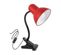 TEK ONE Tecnologia Lampada da Tavolo con Morsetto Orientabile - Portalampada E27, Design Flessibile, Cavo 115 cm, Attacco a Clip, Ideale per Studio, Camera, Ufficio (Rosso)