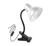 TEK ONE Tecnologia Lampada da Tavolo con Morsetto Orientabile - Portalampada E27, Design Flessibile, Cavo 115 cm, Attacco a Clip, Ideale per Studio, Camera, Ufficio (Bianco)