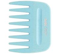 Tek pettine afro per capelli in legno di frassino, colore azzurro - Handmade in Italy