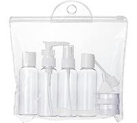 TEK® SET CONTENITORI VIAGGIO AEREO ASTUCCIO SACCHETTO ERMETICO TRASPARENTE FLACONI CONTENITORE LIQUIDO BOCCETTE