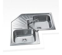 Teka Angular 2C Lavello angolare da 90 cm | 2 secchi e scolapiatti | Acciaio Inox | valvola cestello 3 ½" + sifone | Grigio | 83 x 19 x 83 cm, Inossidabile