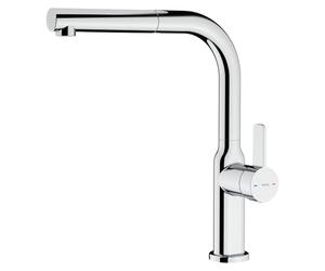 TEKA Rubinetto da cucina monocomando beccuccio alto girevole a 360 °, manuale estraibile, aeratore anticalcare, tubi flessibili di alimentazione da 3/8", modello ovale 938