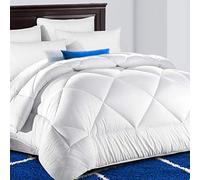 TEKAMON Copripiumino Queen Comforter con linguette angolari per copripiumino serie 1200, alternativa alla piuma d'oca delle nevi, reversibile, ipoallergenico a scelta, bianco neve, 223,5 x 223,5 cm