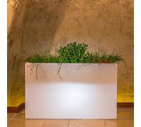 VASO FIORIERA RESINA MADE IN ITALY RETTANGOLARE GIARDINO H50 PIANTE LUCE BIANCA