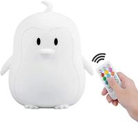 Tekemai Grande taglia Luce Notturna Bambini, Lampada USB Ricaricabile per Neonati, Touch abat jour da comodino bambino, 9 colori luce da notte, telecomando lampade bambini, Regali - Grande Pinguino