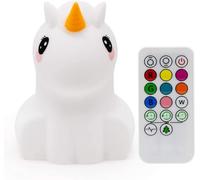 Tekemai Luce Notturna per Bambini, LED lampada con telecomando per cameretta neonato, Lampada allattamento USB Ricaricabile in Silicone, Controllo Touch, Luminosità e Colore Regolabile - Unicorno