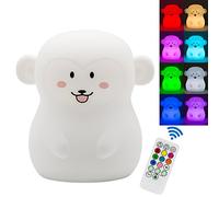 Tekemai Luce Notturna per Bambini, Luce LED bimbi e prima infanzia, Luce notte bambini in silicone a forma di simpatico animaletto, Lampada notturna con luci cangianti per cameretta neonato - Scimmia