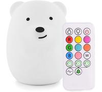 Tekemai Luce Notturna per Bambini, Luce LED bimbi e prima infanzia, Luce notte bambini in silicone a forma di simpatico animaletto, Lampada notturna con luci cangianti per cameretta neonato - Orso