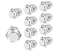 Tekenewbse 10 Pezzi 12mm Interruttore a Pulsante, Pulsante Momentaneo in Metallo Impermeabile, Pulsante On Off, Interruttori a Pulsante Momentanei 12V/24V/125V/250V (Testa Alta)
