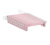 Tekenewbse 10 Pezzi Grucce per Pantaloni Salvaspazio, Gruccia Pantaloni Appendino Stampelle con 2 Clip Salvaspazio Regolabili Antiscivolocon Ganci Girevoli 360° per Gonne Pantaloni e Camicie (Rosa)