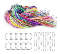 Tekenewbse 200 Stück Scooby Doo Fili1.8mm, 20 Colori Nastri Corde Plastica per DIY 1m, Scooby Doo, filo per Braccialetti, Scubidu Fili per DIY 1m con Gancio e Anello, Anello di Ferro Chiusura Aragosta