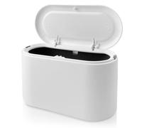 Tekenewbse 2L Cestini Spazzatura, 22 × 11 × 13cm Bianco Cestino Spazzatura Cameretta con Coperchio, Mini Cestino da Scrivania per Bagno Camera da Letto, Tavolo, Auto, Ufficio, Cucina Bidoncino Piccolo