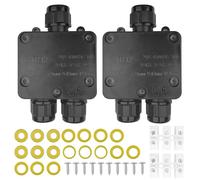 Tekenewbse 2Pcs Scatola di Derivazione Esterna IP68, 3 Vie Quadro Elettrico Esterno, Scatola Stagna Elettrica da Esterno per Connettore Cavo Ø 5-15Mm, Giunzione Cavi Elettrici, Connettori Stagni