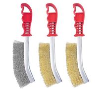 Tekenewbse 3 Pezzi Spazzola Acciaio con Manico in Plastica, 140mm Spazzola Metallica in Acciaio Inox E Ottone, per La Pulizia di Vernice, Grasso Sporco, Ruggine, Sporco, Polvere