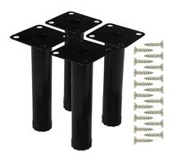 tekenewbse 4 Pezzi Piedini per Mobili, 10 cm Metallo Nero Gambe Letto Piedini Regolabili, Piedini Divano Zampe Mobili Letto, Gambe Supporto per Divani Armadietti Comodini Universali