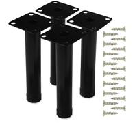 tekenewbse 4 Pezzi Piedini per Mobili, 15 cm Metallo Nero Gambe Tavolo Piedi Regolabili Scrivania, Tavolino Piedini Divano Zampe Mobili Letto, Gambe Supporto per Divani Armadietti Comodini Universali