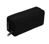 tekenewbse Astuccio Scuola, Grande Capacità Portapenne per Elementare, Media, Università, Portamatite 2 Scomparti, Organizer Trucco Borsa per Bambina Ragazze Studenti (Nero)