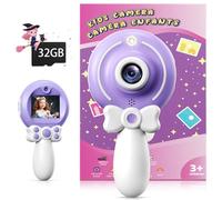 TEKFUN Fotocamera Giocattolo per Bambine 3-9 Anni, Bacchetta Magica con Fiocco, Videocamera Selfie Digitale HD 1080P Portatile, Scheda SD 32GB, Regalo di Natale Compleanno per Bambini, Viola