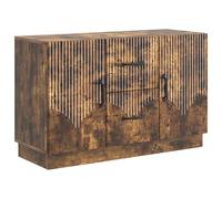 TEKGHUT Credenza in rovere affumicato, 89 x 34,5 x 57 cm, in legno | Scomparti e ripiani modulari, lavorazione stabile, ante e meccanismo scorrevole, per stoviglie e tessuti