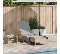 TEKGHUT Moderno lettino prendisole in polyrattan beige e grigio chiaro, 200 x 55 x 92 cm, con schienale regolabile per un comfort individuale, design resistente alle intemperie