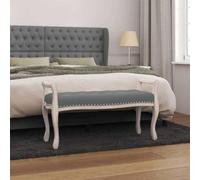 TEKGHUT Panca in tessuto grigio scuro, 110 x 45 x 60 cm, con gambe in legno | Stile francese vintage, bottoni imbottiti, feltrini antiscivolo in feltro multiuso, imbottitura in schiuma
