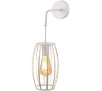 TEKHMEO Applique da Muro Industriale in Ferro E27, Lampada da Parete con Portalampada E27, Design a Gabbia - Nero/Bianco (Lampadina non inclusa) AQ53 (BIANCO)