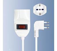 TEKHOME 2 Pezzi Cavo di Prolunga 10m con Spina Angolare 10A e Presa Schuko 10/16A, Interruttore di Protezione, Cavo H05VV-F 3G 1.0mm², Bianco - 364SP-10M