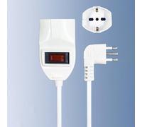 TEKHOME 2 Pezzi Cavo di Prolunga 5m con Spina Angolare 10A e Presa Schuko 10/16A, Interruttore di Protezione, Cavo H05VV-F 3G 0,75mm², Bianco - 364SP-5M