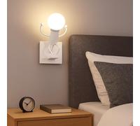 TEKHOME Applique da Muro E27 Design Moderno Metallo, Lampada da Parete con Portalampada E27, Bianco/Nero, per Soggiorno Camera da Letto AQ50 (BIANCO)