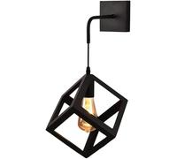 TEKHOME Applique da Muro in Ferro Battuto, Attacco E27, Stile Geometrico Cubo, Colore Nero/Bianco, 1XE27, Lampada da Parete Vintage Industriale per Interni AQ52 (NERO)
