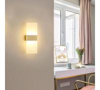 TEKHOME Applique da Muro LED 10W Bianco/Con Finitura in Rame, Rettangolare Moderno, 3000K-6500K, Lampada da Parete Interni, Soggiorno Camera da Letto Corridoio E37 (ORO)