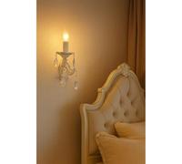 TEKHOME Applique da Parete Classica in Cristallo E14, Lampada da Muro Elegante con Pendenti in Vetro per Camera da Letto e Soggiorno, Stile Classico Europeo - E01-1