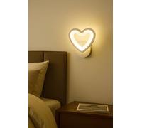 TEKHOME Applique da Parete LED Moderna 6W a Forma di Cuore, Lampada da Parete Bianca con 3 Colori Selezionabili 3000K/4000K/6500K, 300LM, per Camera da Letto, Soggiorno e Cameretta E28-3C