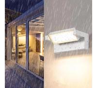 TEKHOME Applique LED da Esterno 21W IP65 CCT-Switch 3000K-4000K-6500K, Lampada da Parete Moderna in Alluminio e Vetro, Impermeabile per Facciata, Giardino e Balcone 472 (BIANCO)