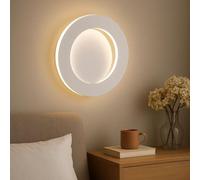 TEKHOME Applique LED da Parete 15W Rotonda Moderna 3 Colori 3000K-6500K Bianca, Lampada da Muro Creativa per Camera da Letto, Soggiorno, Corridoio AQ17-3C