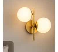 TEKHOME Applique Moderna da Parete in Ottone con 2 Sfere, Attacco G9, Design Minimal, Lampada da Parete per Camera da Letto, Soggiorno, Corridoio - IP20 - Senza Lampadina AQ42