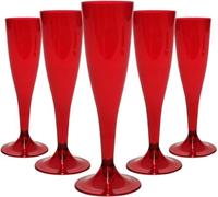 TEKHOME FLUTE BICCHIERE da Champagne Eleganti in Plastica, 120ml, Colore Rosso, Resistenti e Riutilizzabili, Bicchieri da Brindisi per Feste, Compleanni, Matrimoni, Natale, Capodanno (60PZ)
