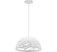 TEKHOME Lampada a sospensione a cupola in metallo industriale regolabile in altezza E27 Base Lampadario ritagliato per isola cucina, camera (BIANCO)