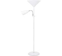 TEKHOME Lampada da Terra con Doppia Luce, Attacco E27 x2, Piantana Moderna in Metallo, Interruttore a Pedale, per Salotto Camera Studio D23 (BIANCO)