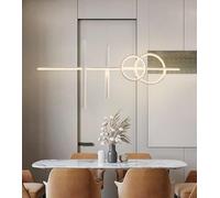 TEKHOME Lampadario a Sospensione LED 48W Design Geometrico Cerchi e Cilindri con Base Lineare Lampada Moderna IP20 da Interni Bianca LP-42 (LUCE CALDA 3000K)