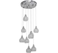 TEKHOME Lampadario da soffitto a sospensione plafoniera 38.5 watt con sfere con cristalli gocce in acrilico 9 portalampada attacco g9 lampada sospesa oro o argento B37 (ARGENTO)