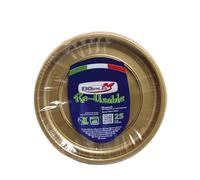 TEKHOME PIATTI PLASTICA 22cm piatti plastica colorati lavabili e riutilizzabili Rotondi per Compleanno,Festa, Matrimonio (ORO, 50pz)