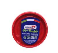 TEKHOME PIATTI PLASTICA 22cm piatti plastica colorati lavabili e riutilizzabili Rotondi per Compleanno,Festa, Matrimonio (ROSSO, 50pz)