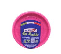 TEKHOME PIATTI PLASTICA 22cm piatti plastica colorati lavabili e riutilizzabili Rotondi per Compleanno,Festa, Matrimonio (FUCSIA, 200pz)